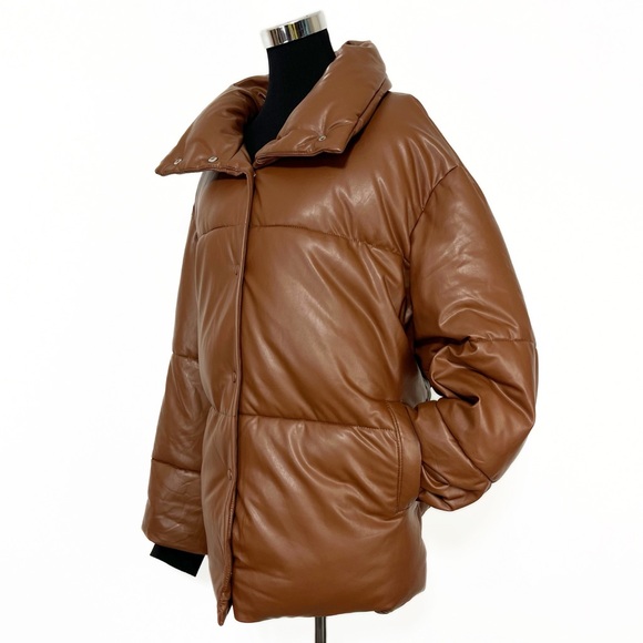 Anthropologie Avec Les Filles Vegan Faux Leather Puffer Jacket - Picture 6 of 13